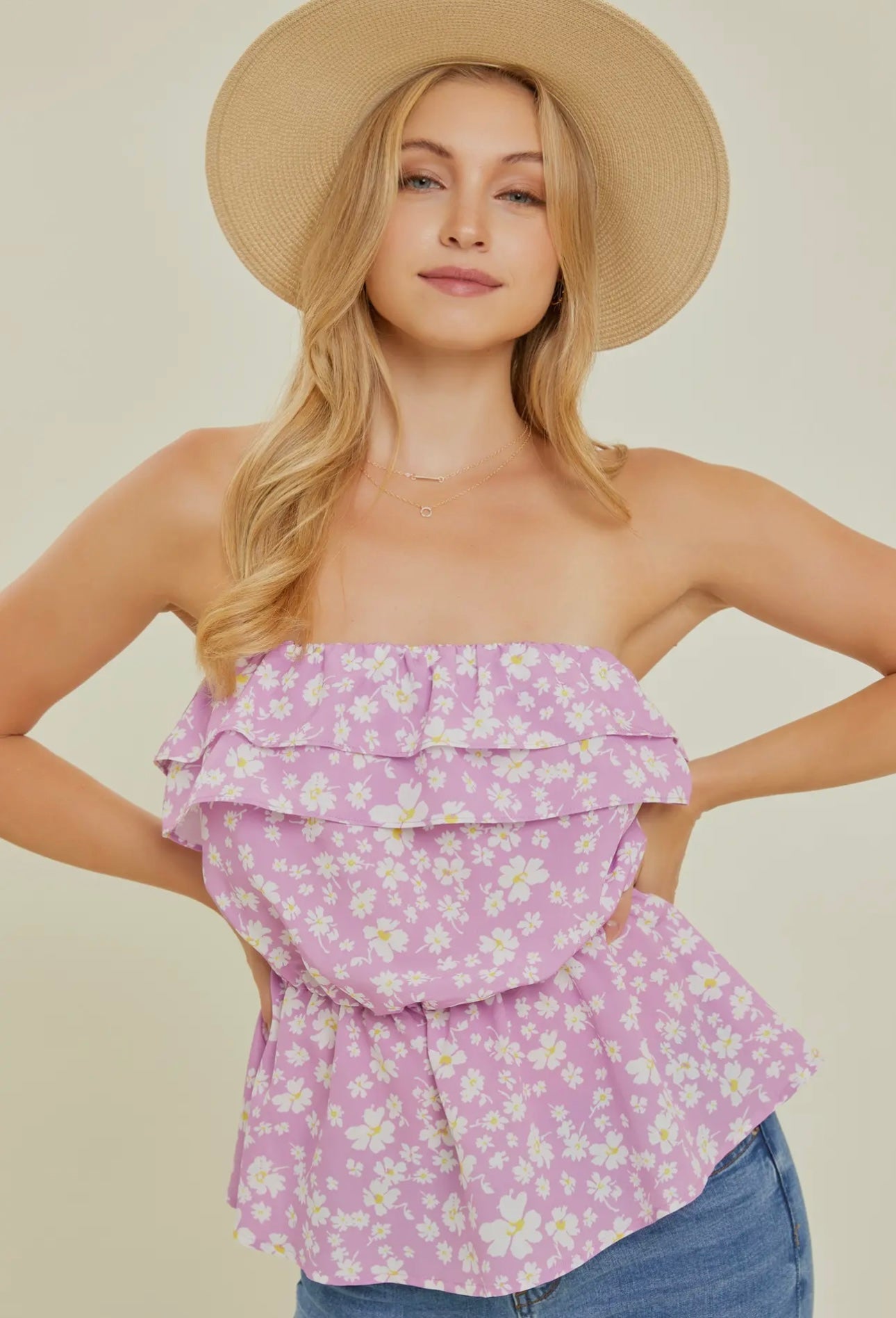 Floral Flutter Tie Tank