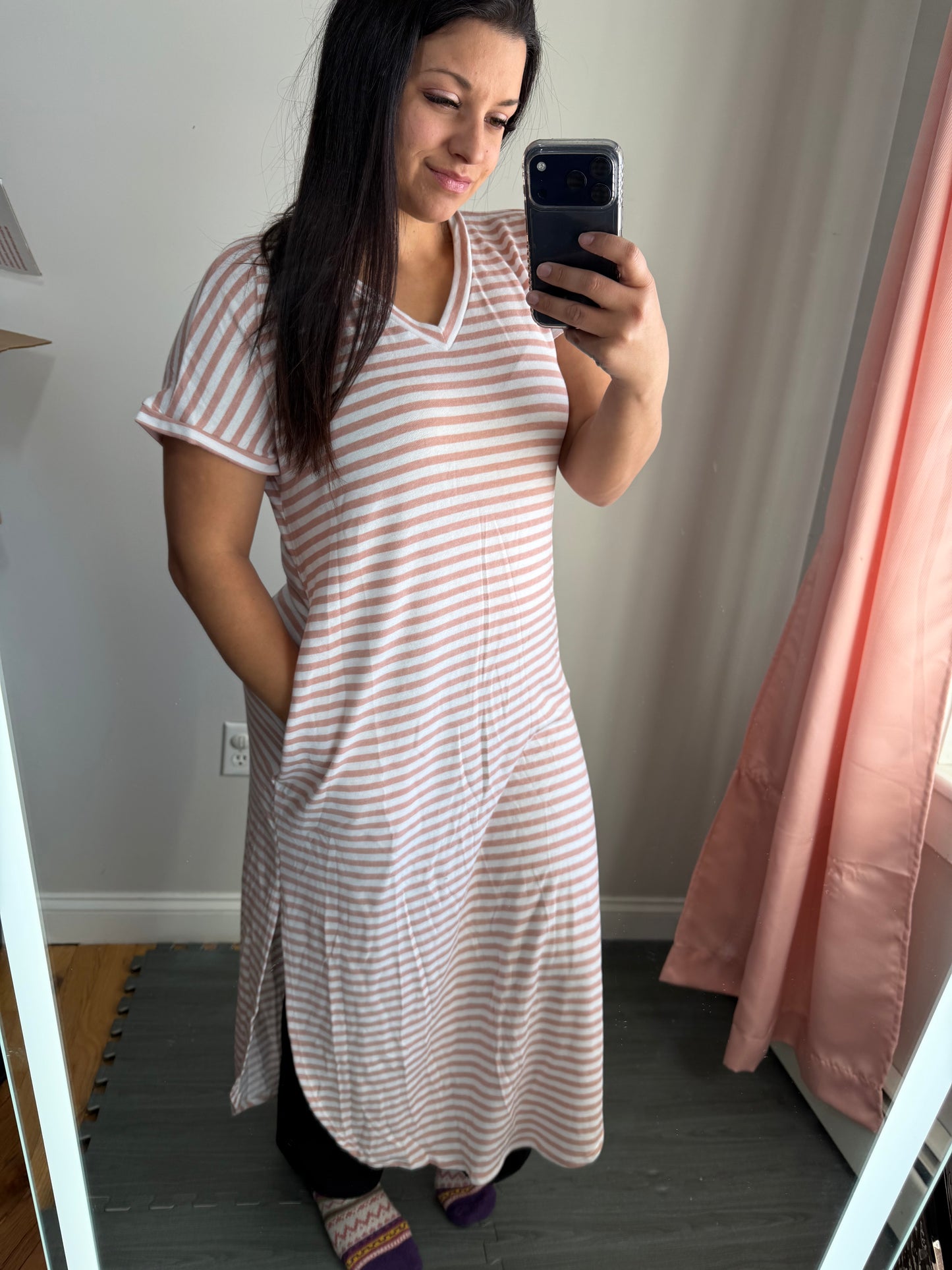 Pink and white stripe maxi