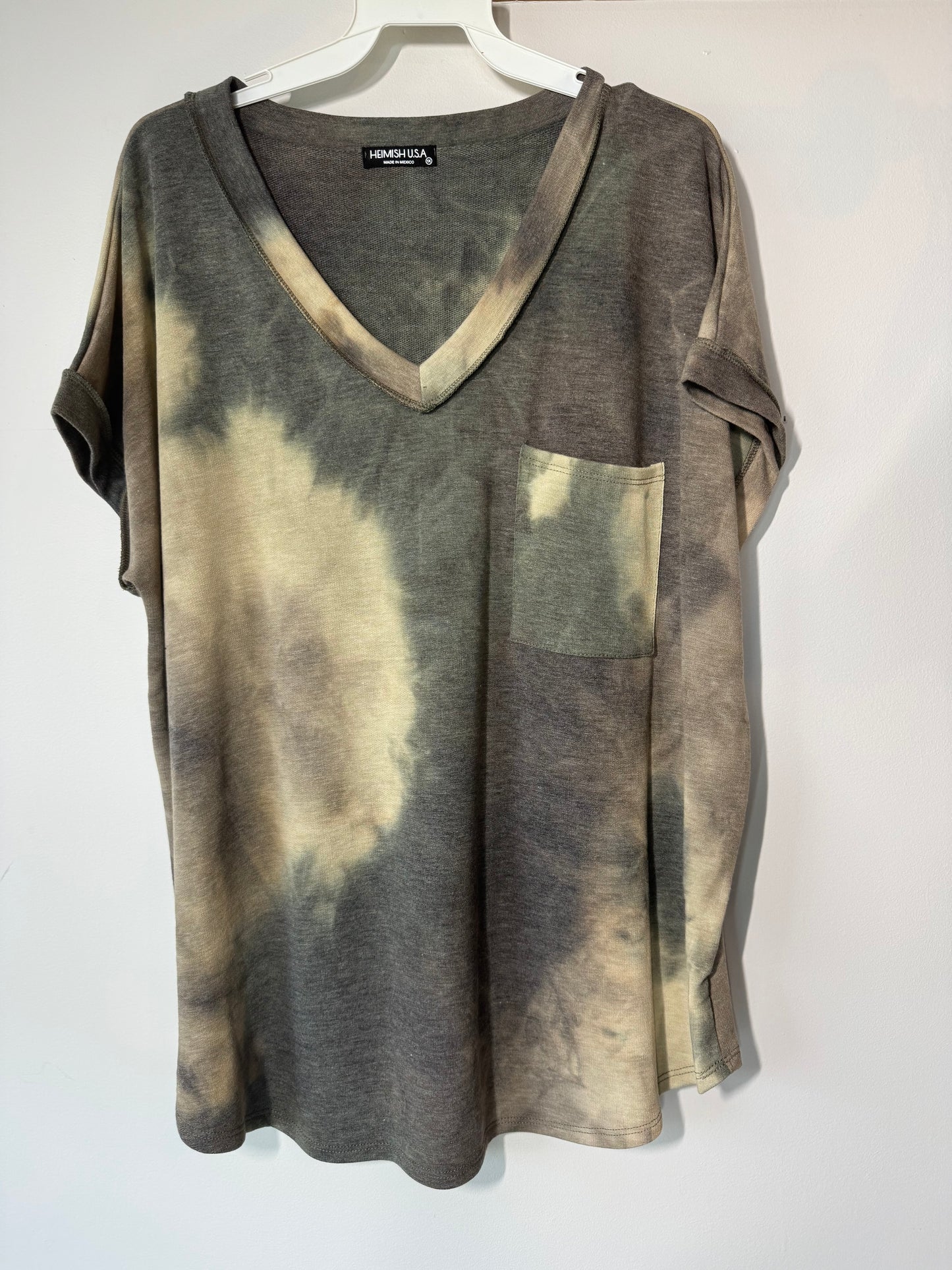 Brown/tan tie dye pocket tee