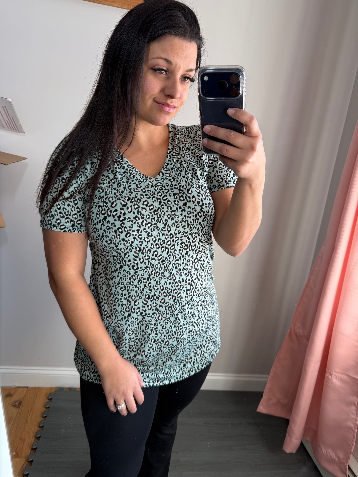 Grey cheetah print top