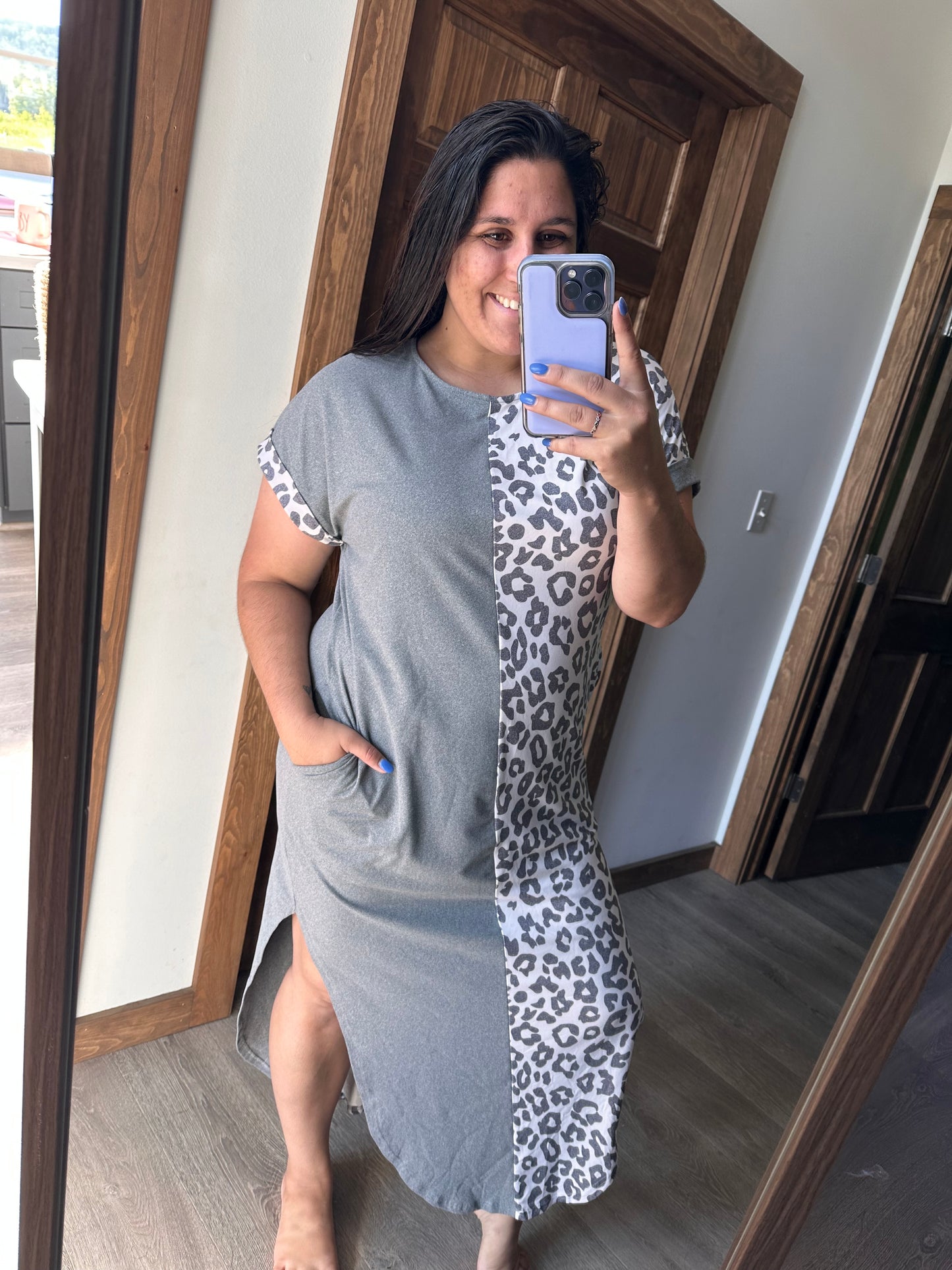 Grey Leopard Maxi Dress