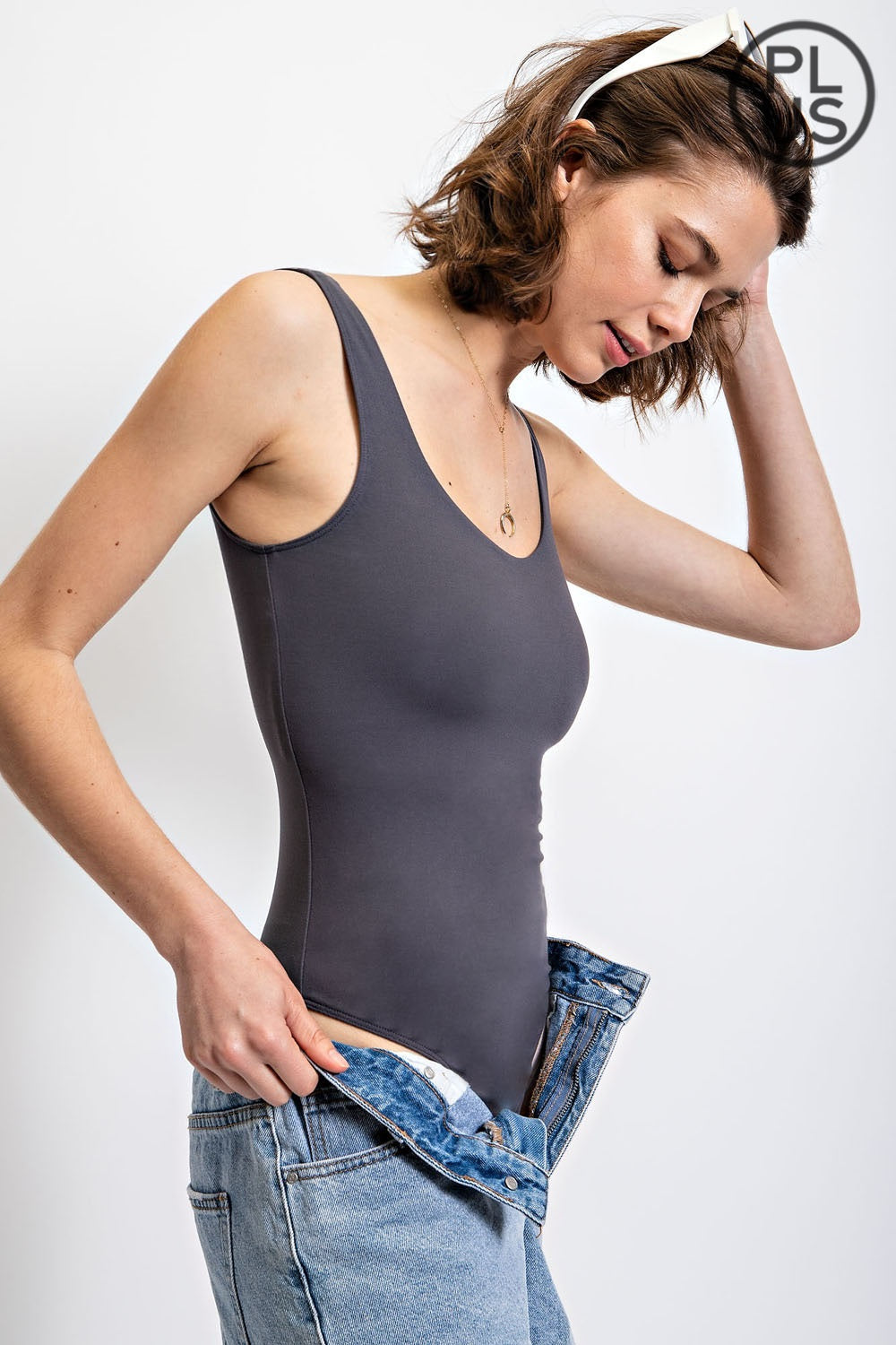 Charcoal Thong Bodysuit