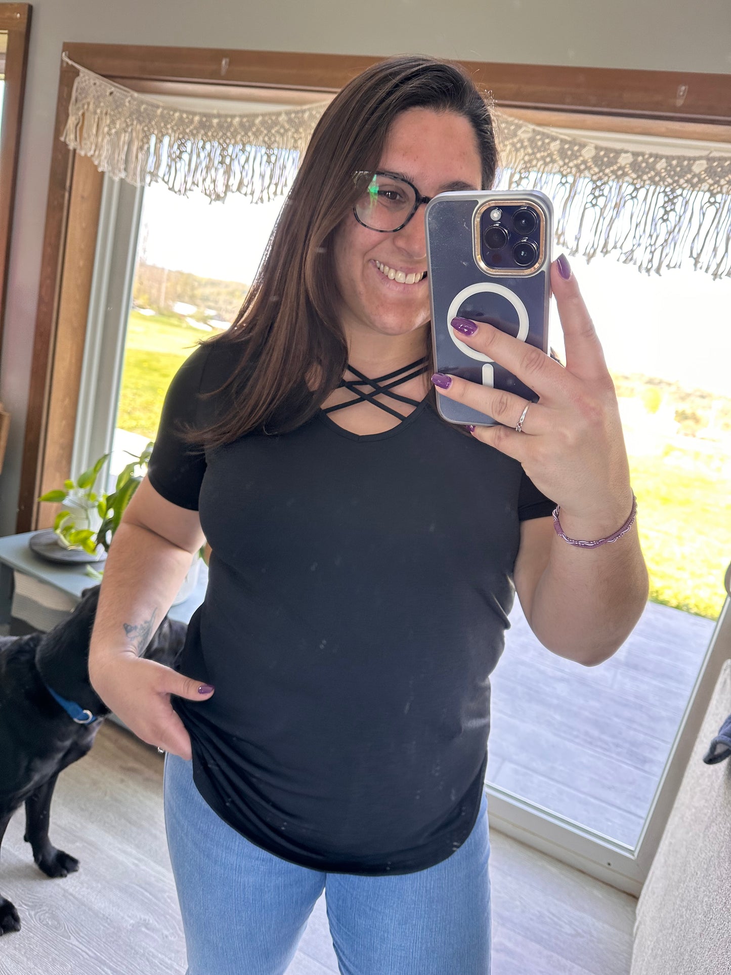 Black Criss Cross Top