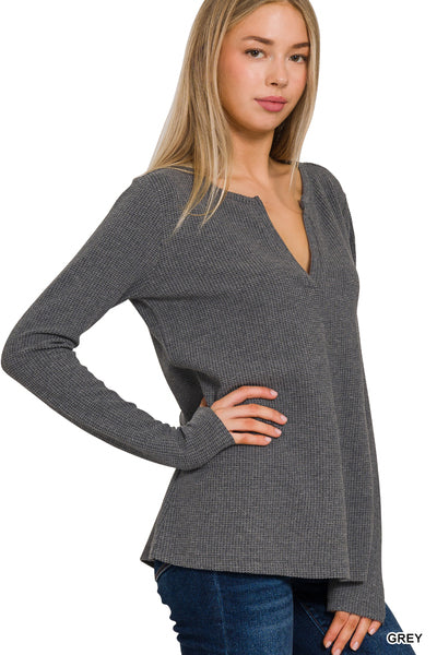Grey baby waffle long sleeve