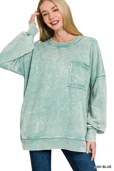 Ash Blue Mineral Wash Pullover