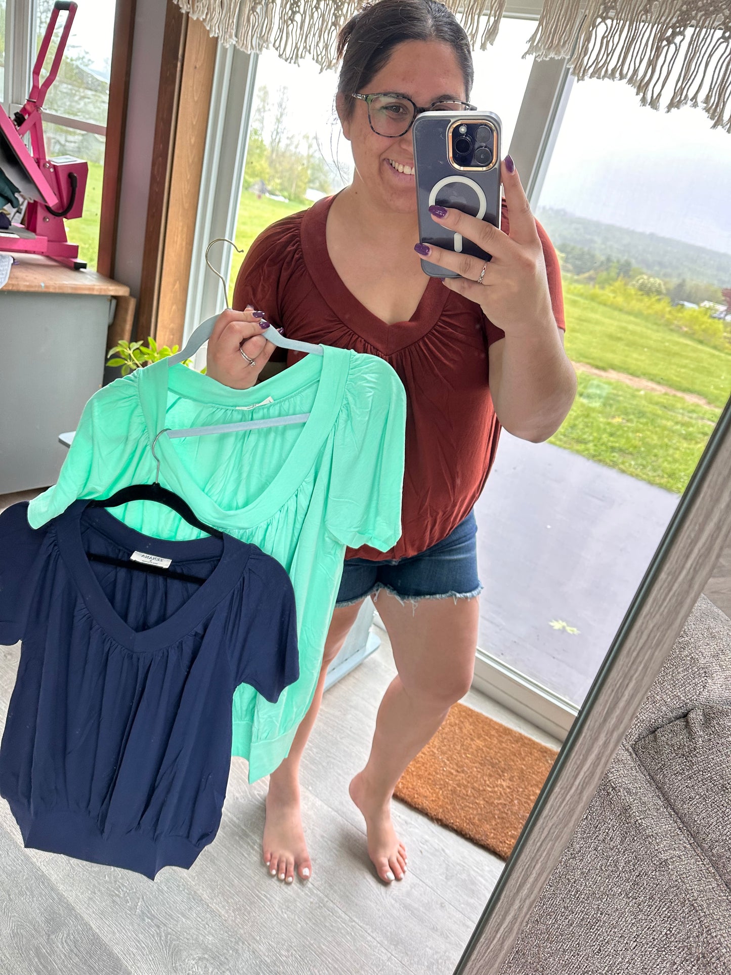 Mint Pleated Top