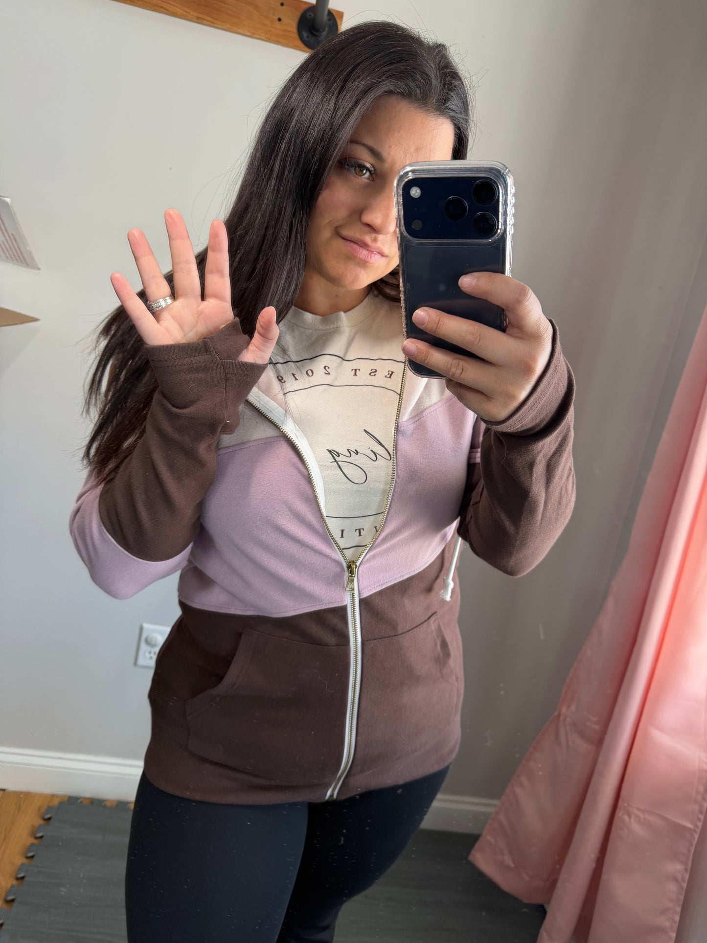 Michelle Mae colorblock zip up