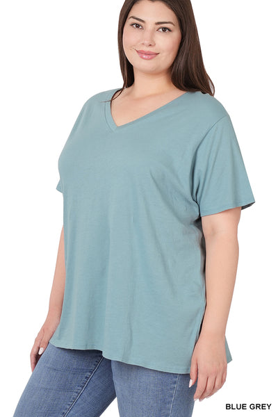 Blue Grey Vneck Tee