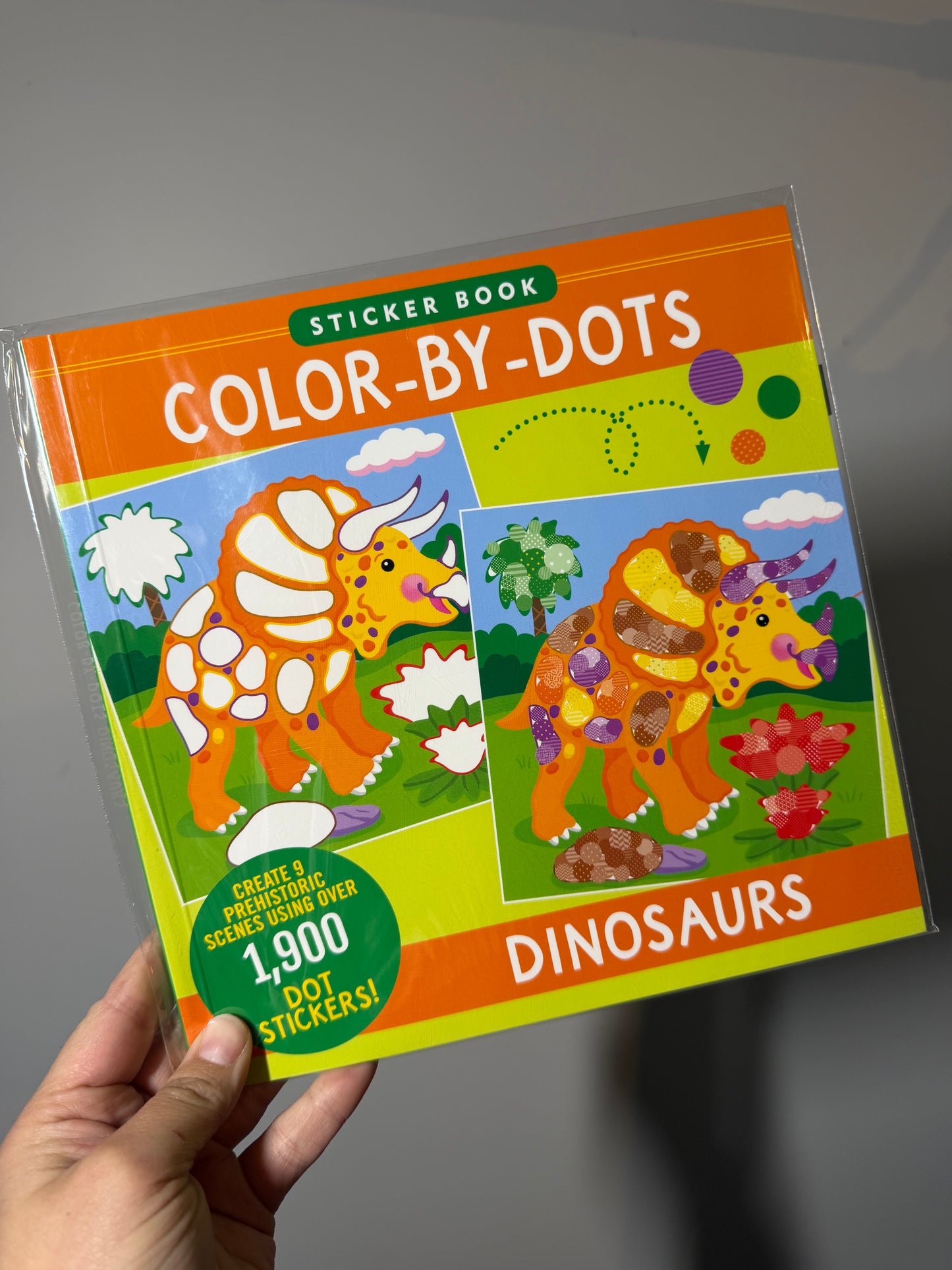 Dino color with dots sticker book