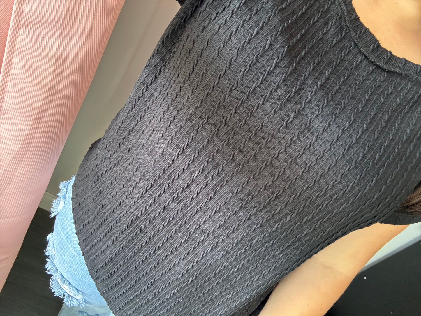 Black ribbed top