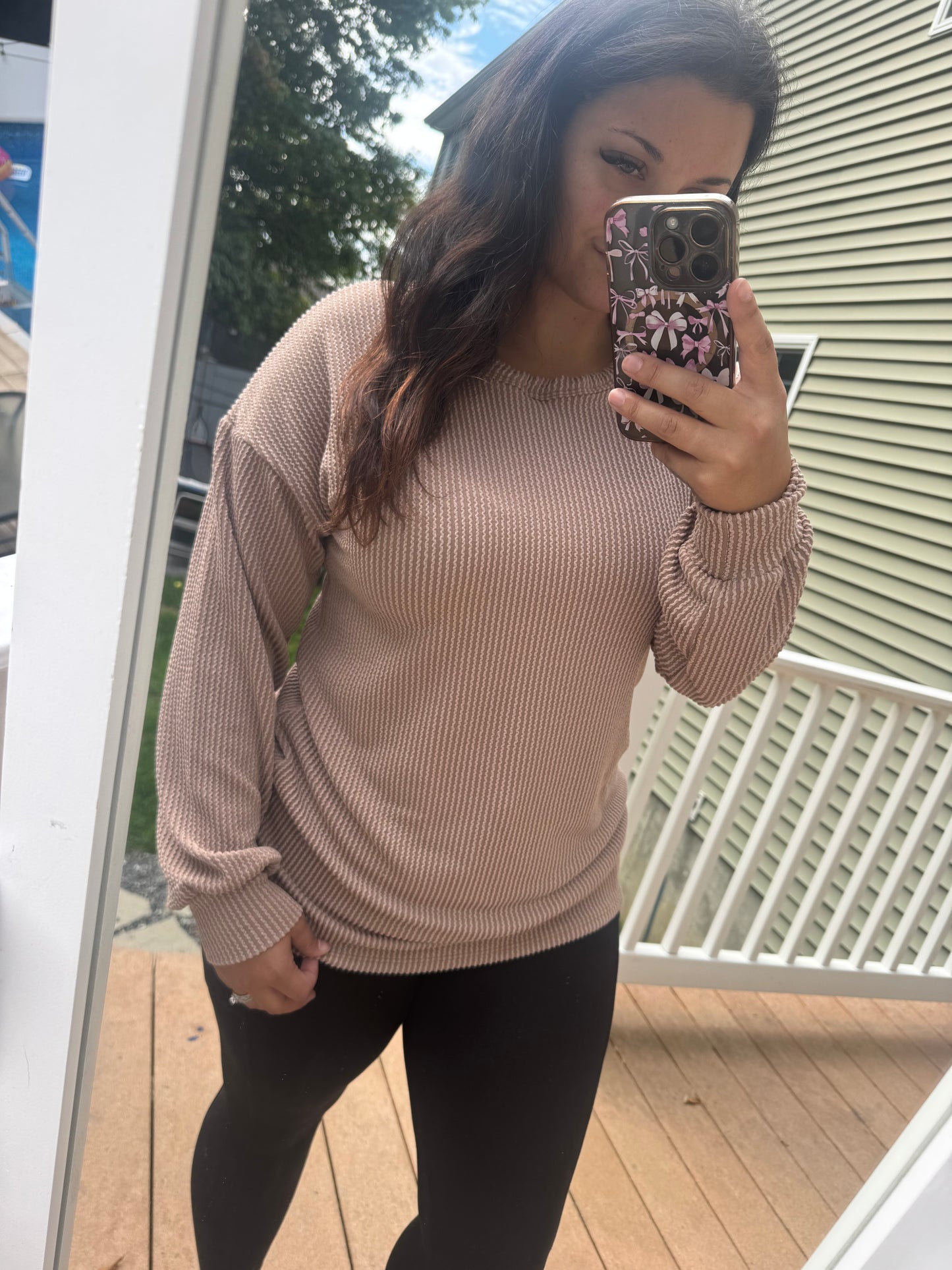 Tan ribbed long sleeve
