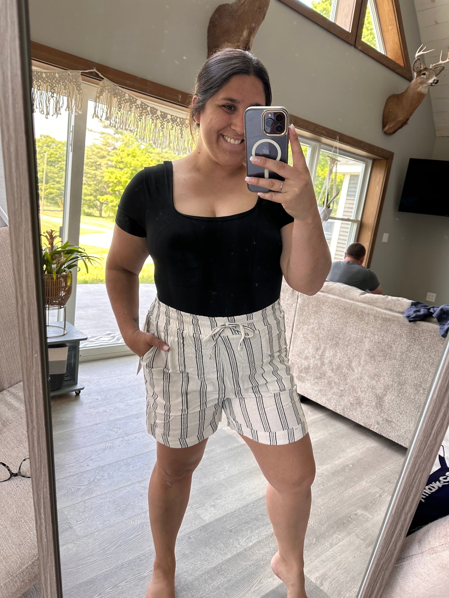 Black Short Sleeve Built in Bra bodysuit