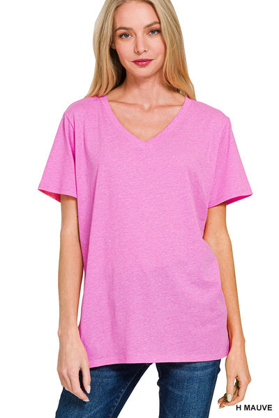Mauve Cotton Vneck Tee