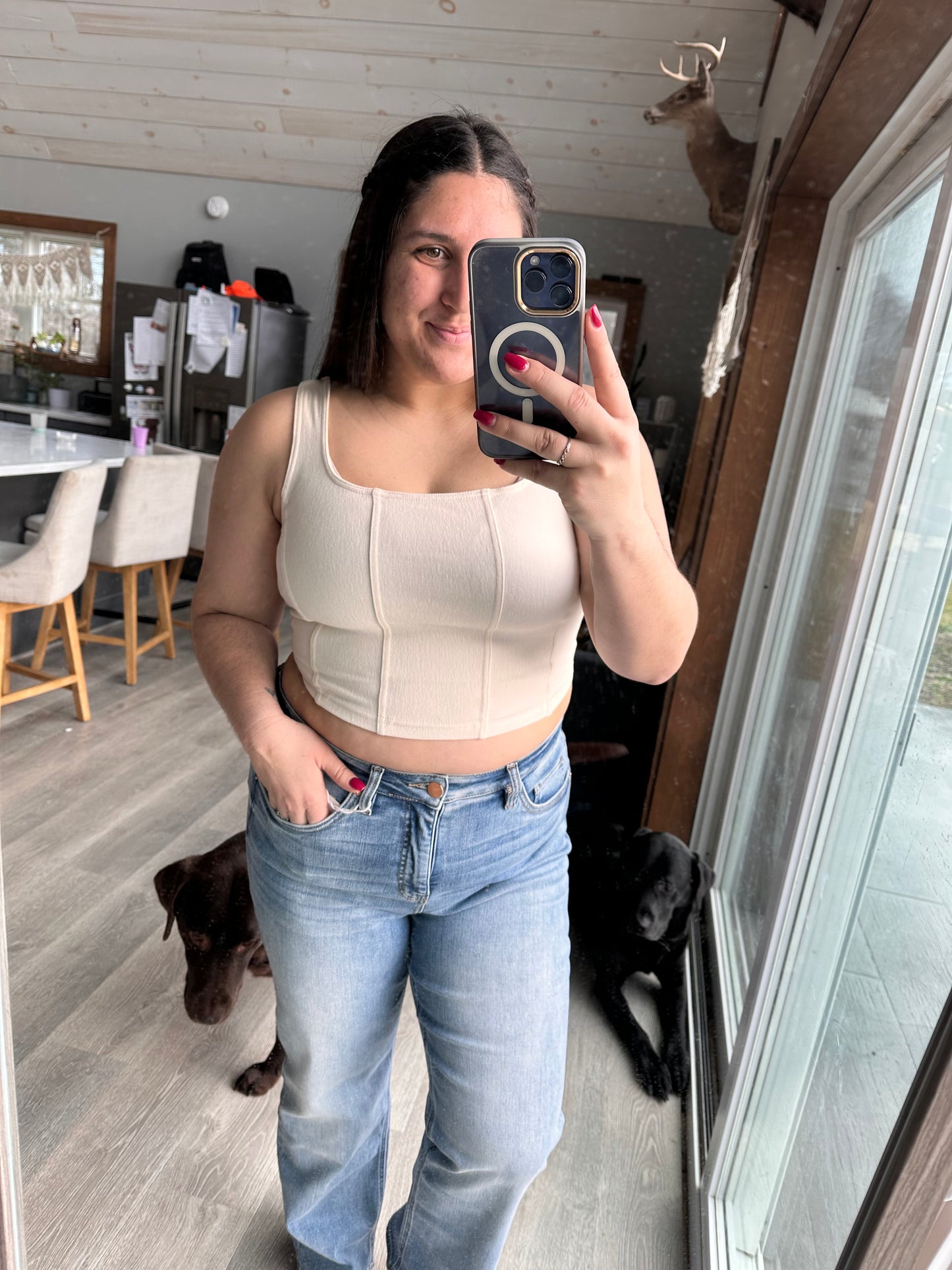 White Square Neck Crop Top