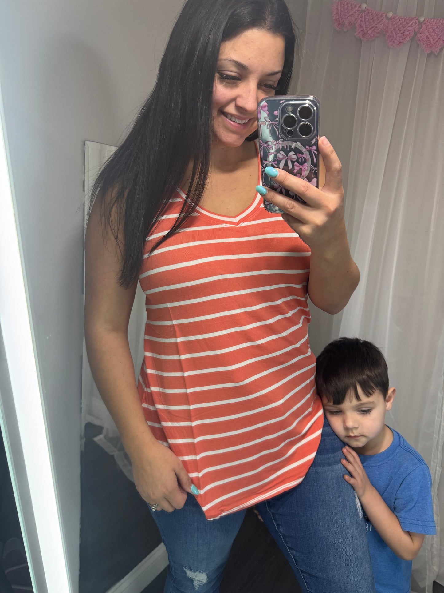 Ash copper striped tank