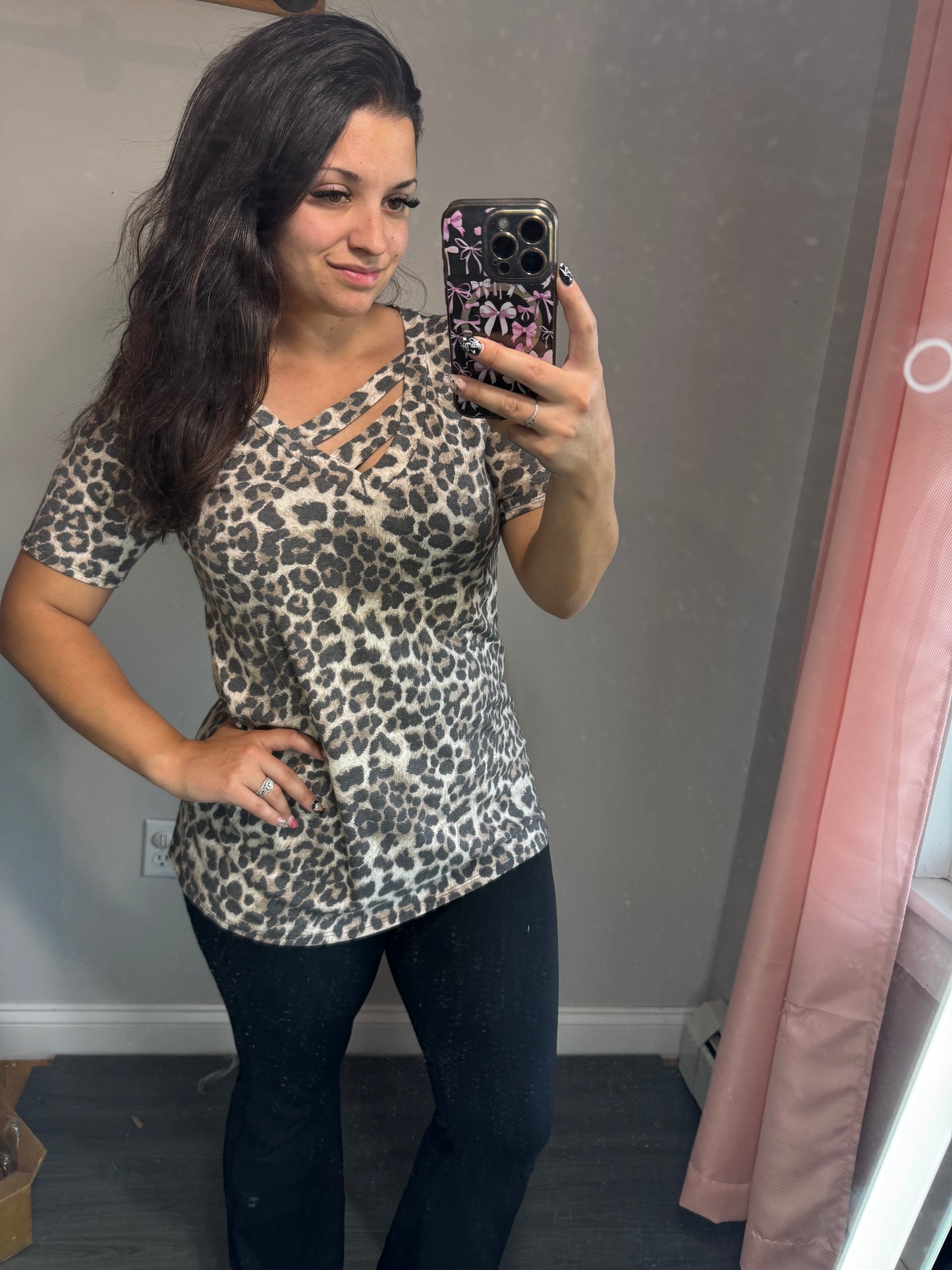 Cheetah strappy neck top