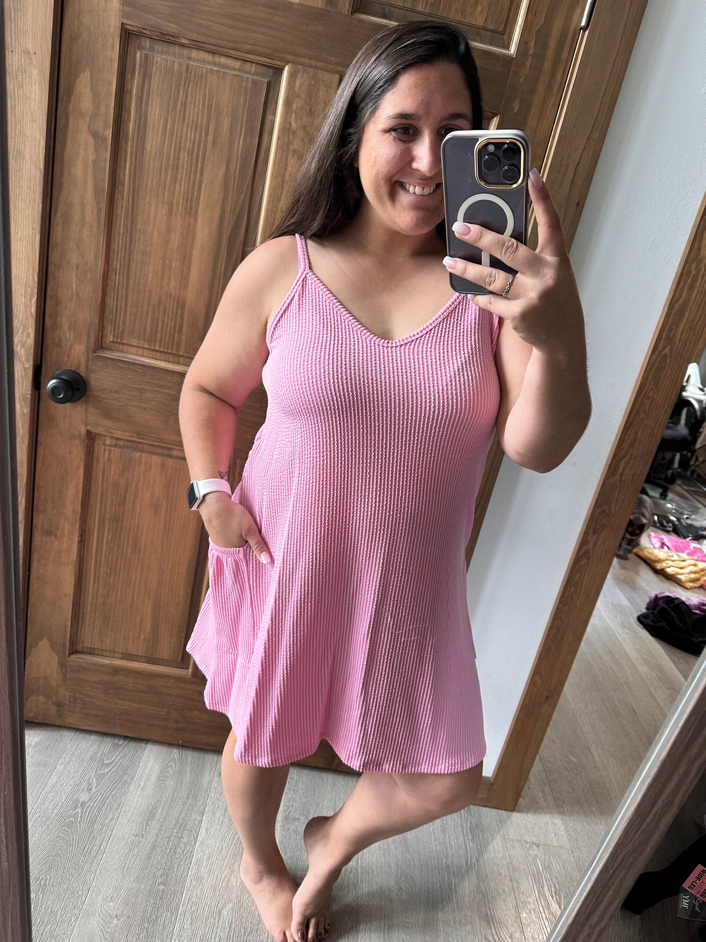 Pink Ribbed Dress