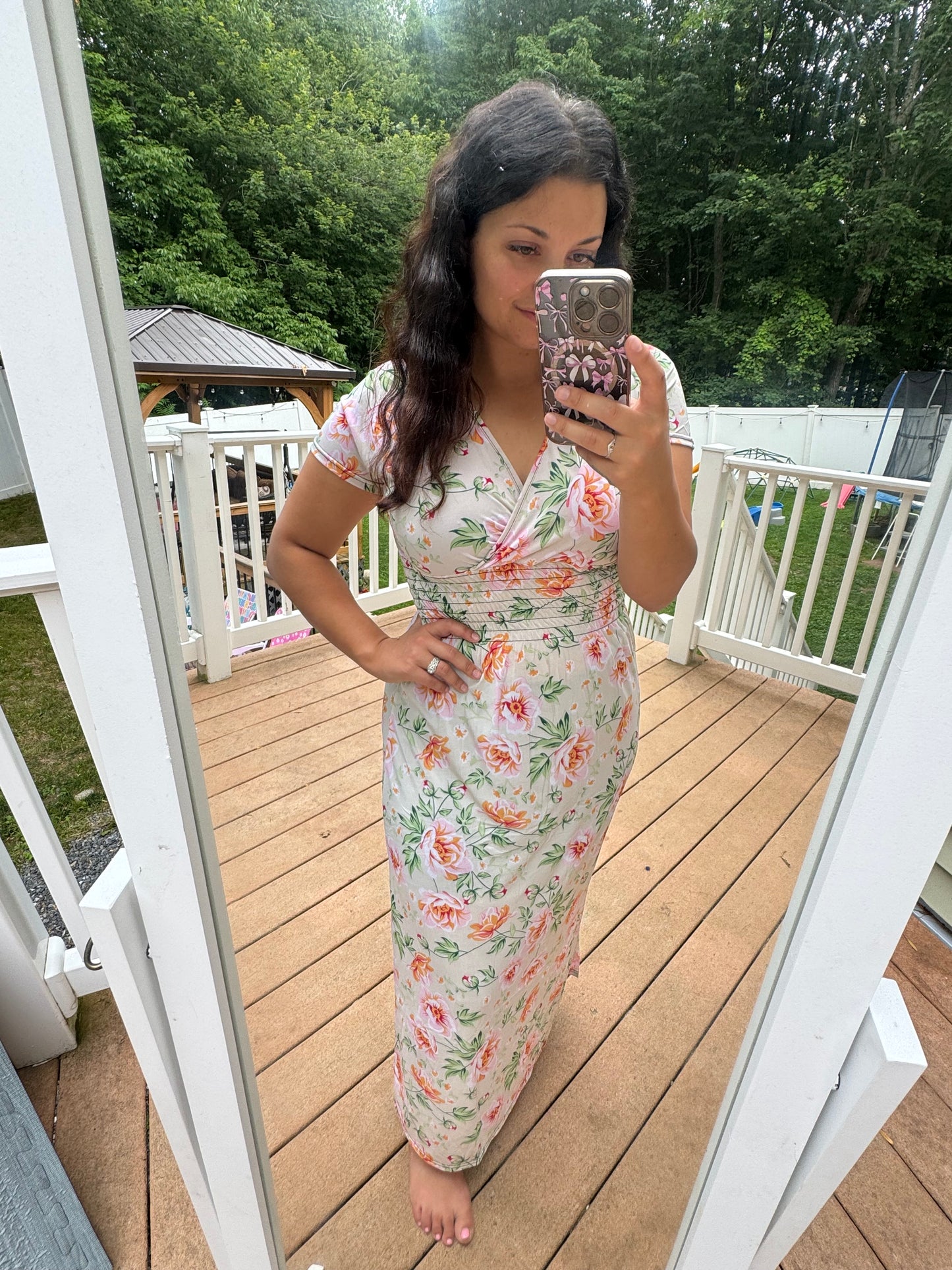 Ivory floral lightweight maxi dress