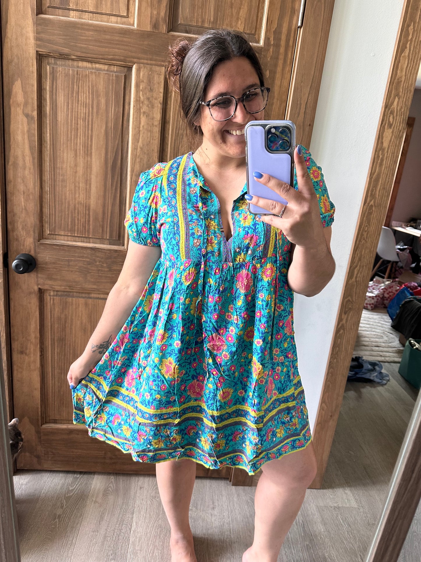 Teal Paisley Dress