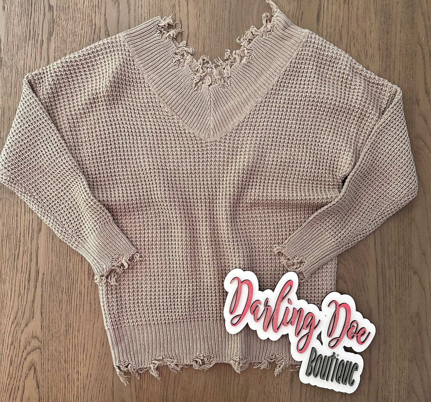 Mocha Distressed Sweater