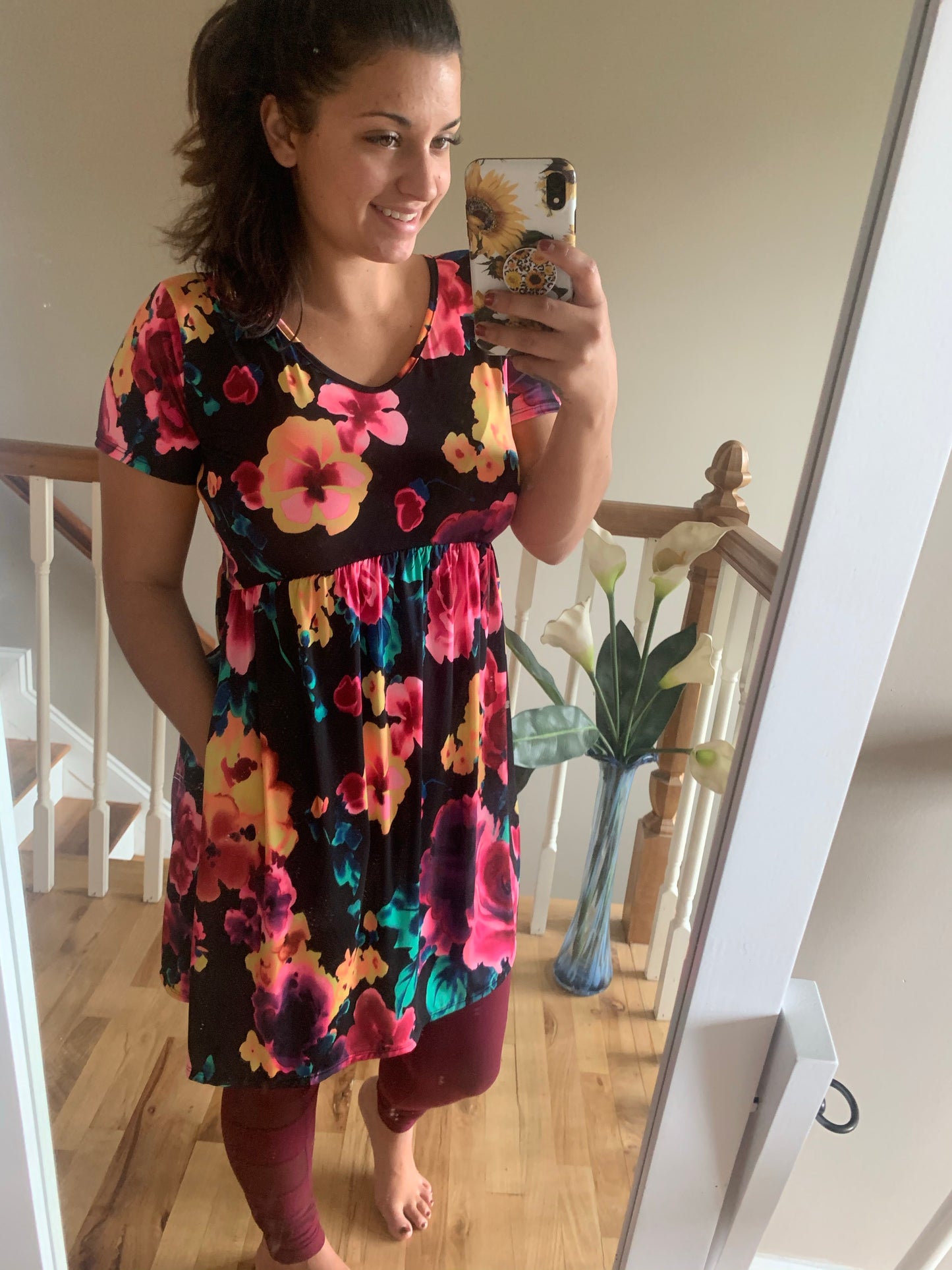 Black floral babydoll