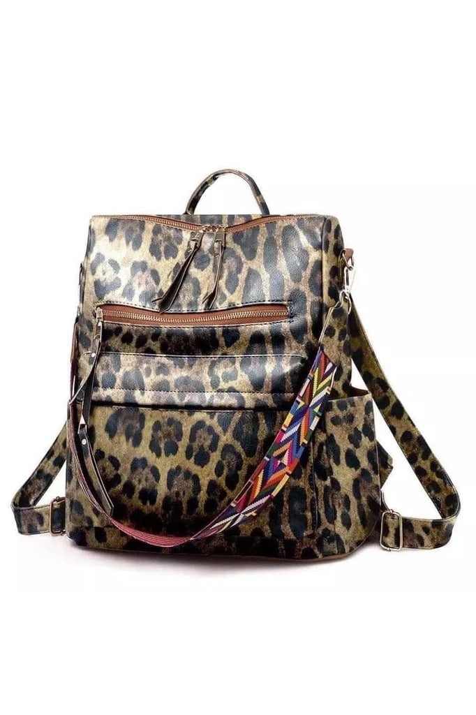 Brown Leopard Vegan Leather Bag