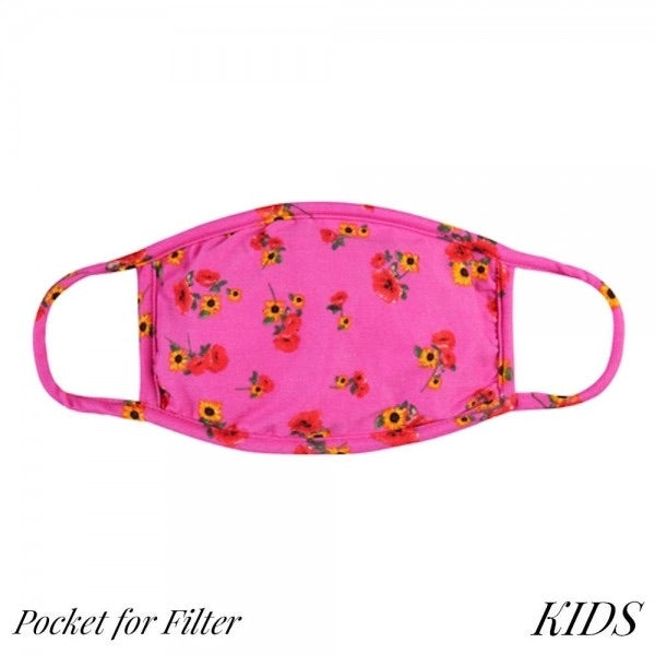 Kids Hot Pink Floral Mask