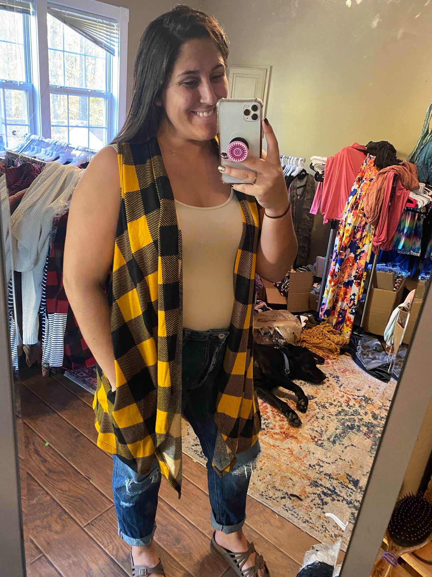 Mustard plaid vest