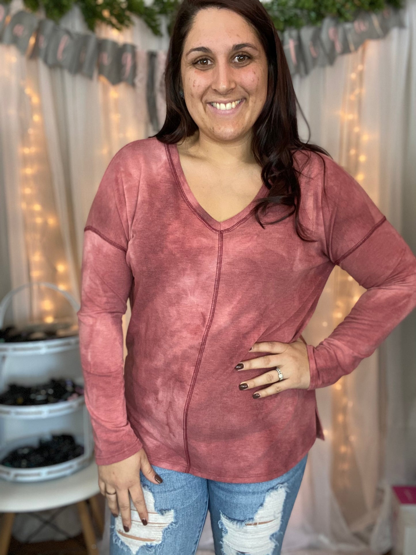 Red tie dye long sleeve