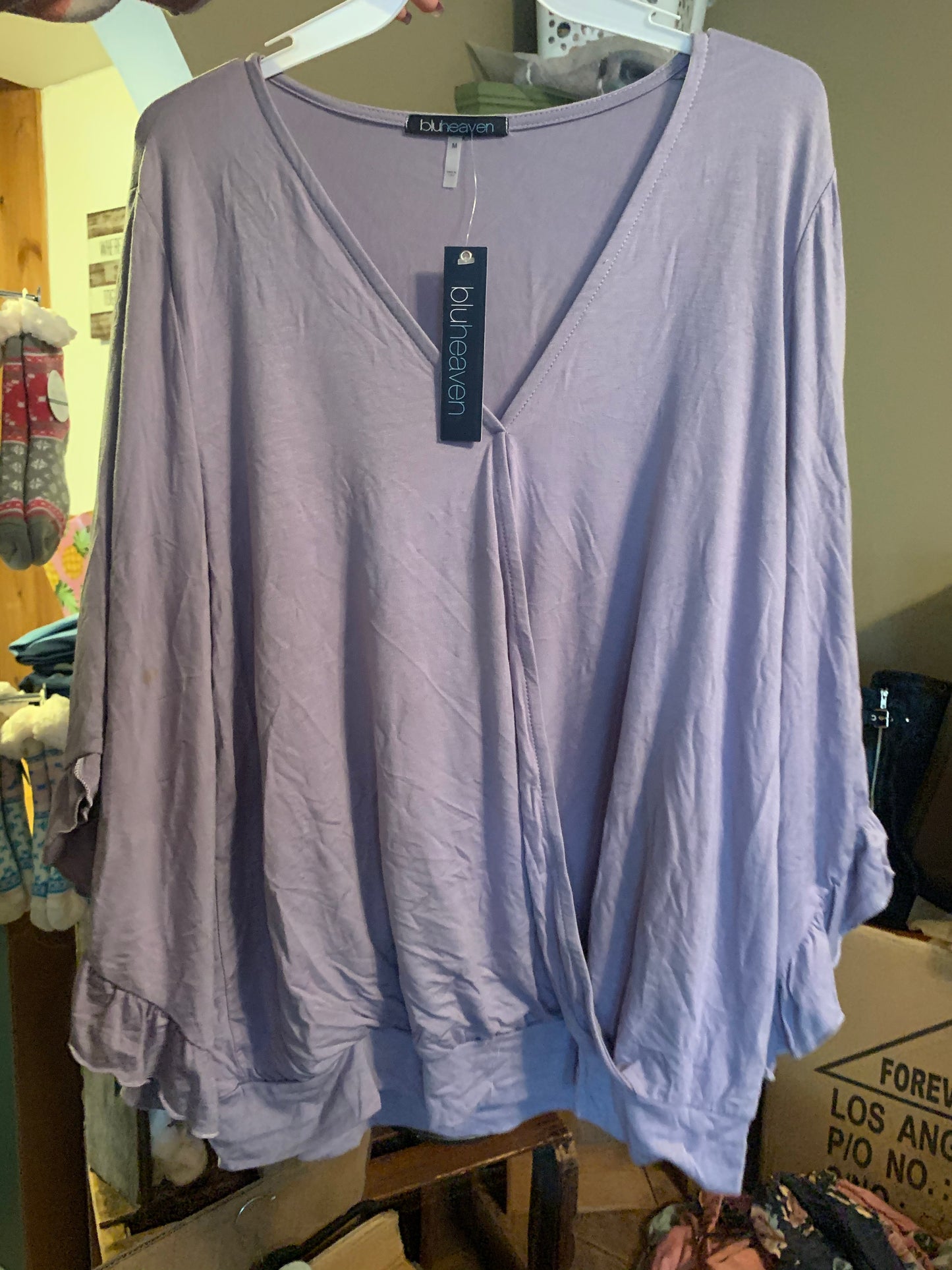 Purple drape ruffle top