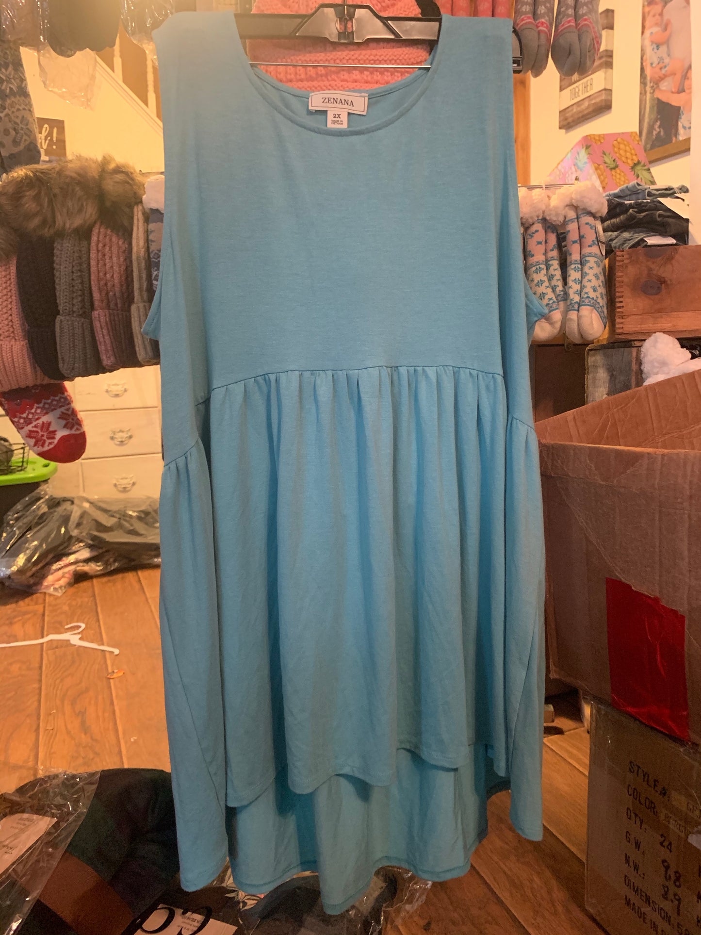 Teal babydoll tank