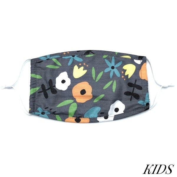 Grey Floral Mask
