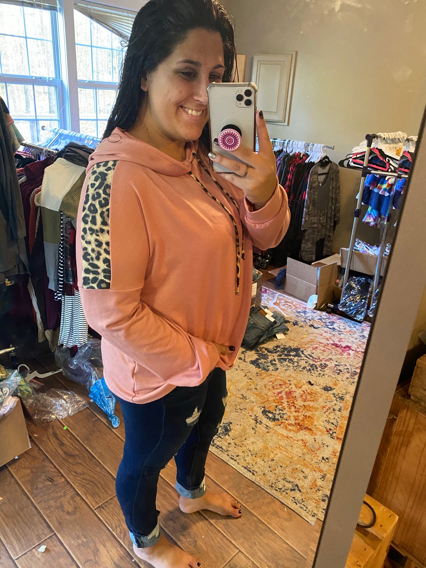 Peach Stripe Hoodie