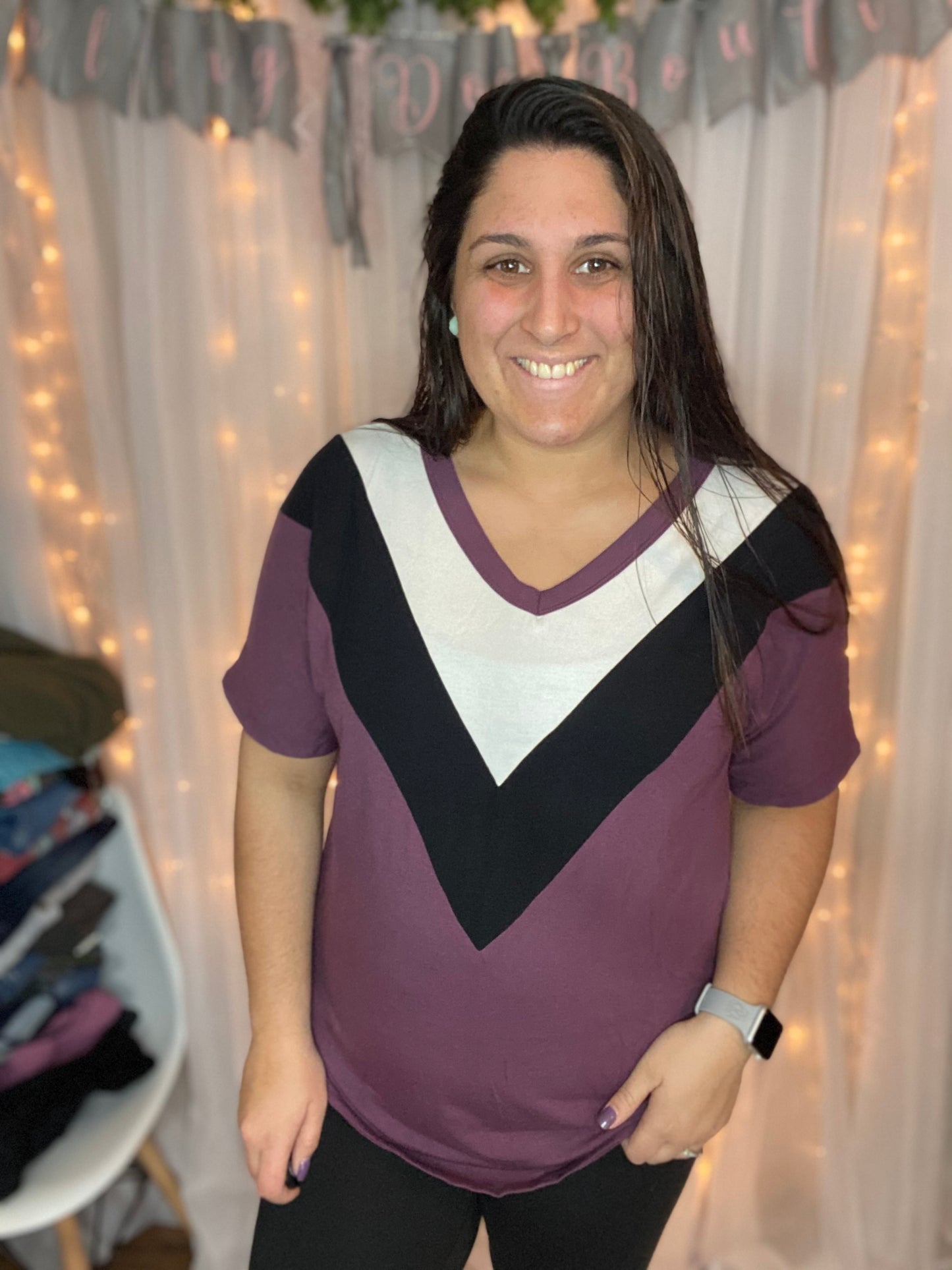 Eggplant Chevron Tee