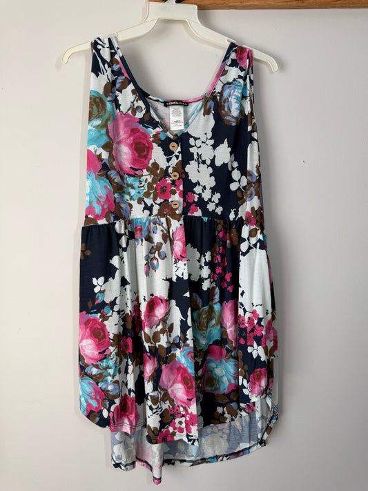 Navy floral button babydoll