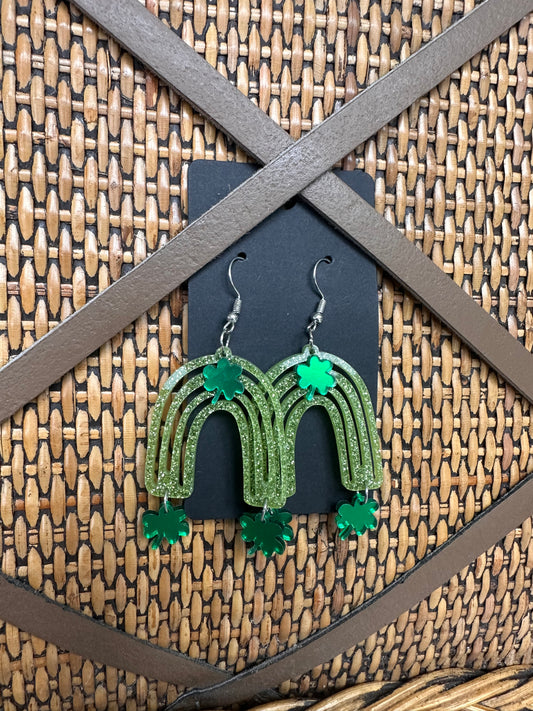 Green Rainbow & Shamrock Earrings