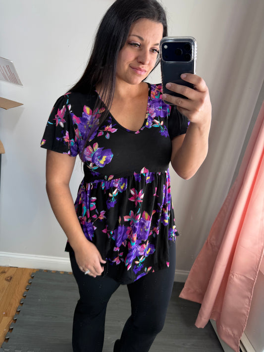 Purple floral babydoll