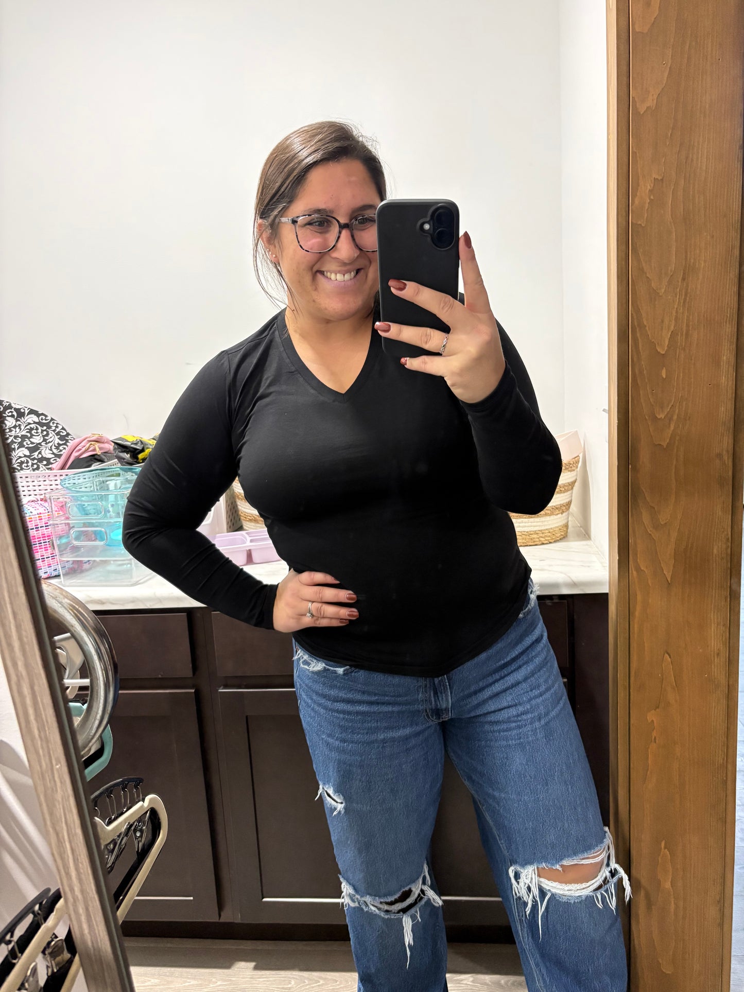 Basic Long Sleeve Vneck