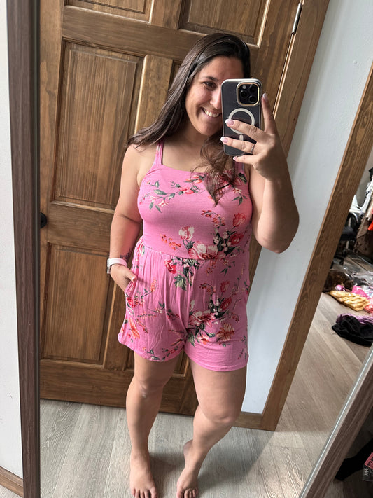 Pink Floral Romper