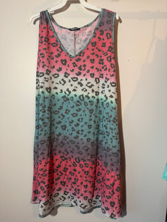 Cheetah ombré stripe tank dress
