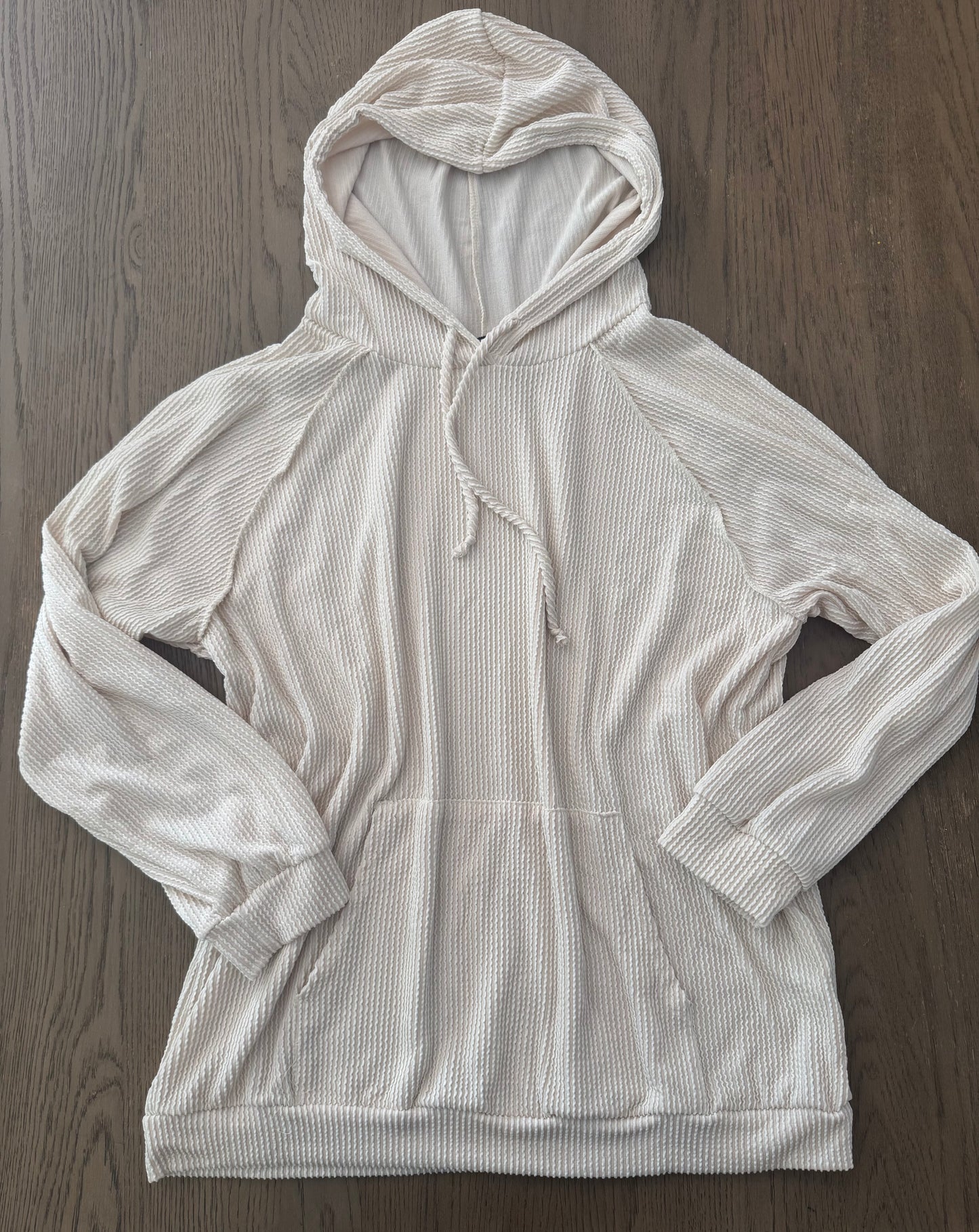 Cream ribbed hoodie