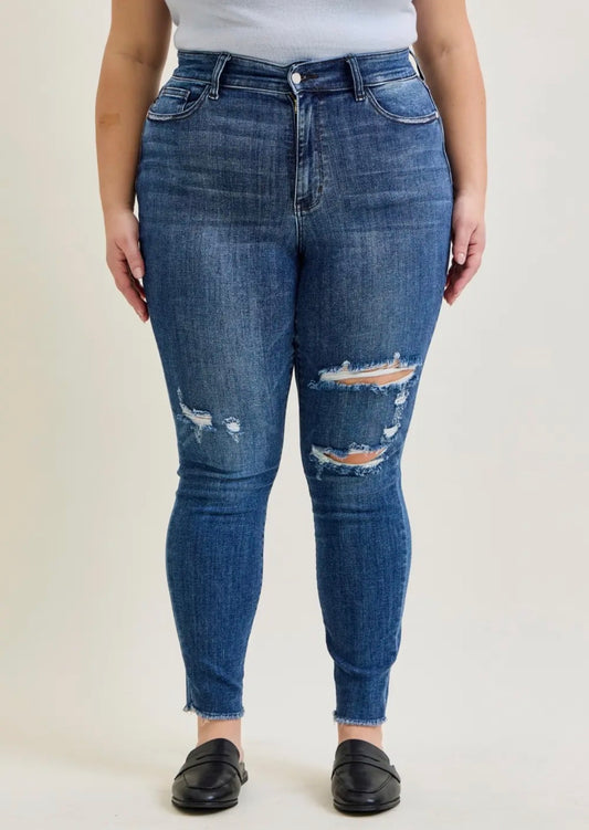 Judy Blue Dark Wash Distressed Skinny