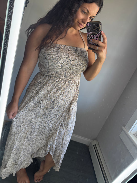 Cream open back tulip hem dress