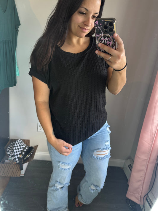 Black ribbed top