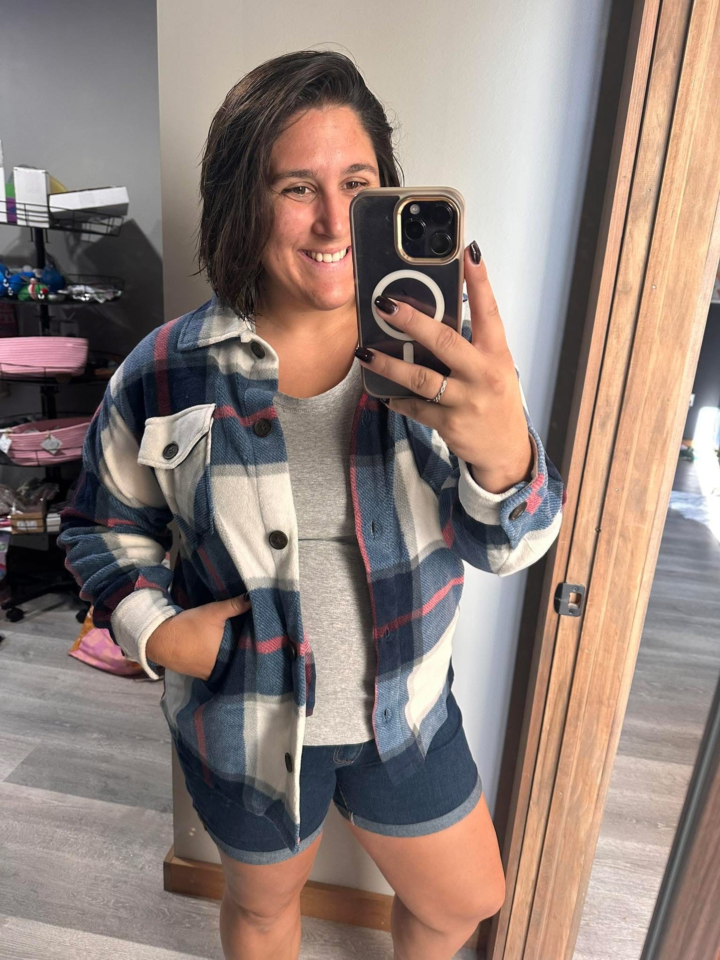 Navy Flannel Shacket