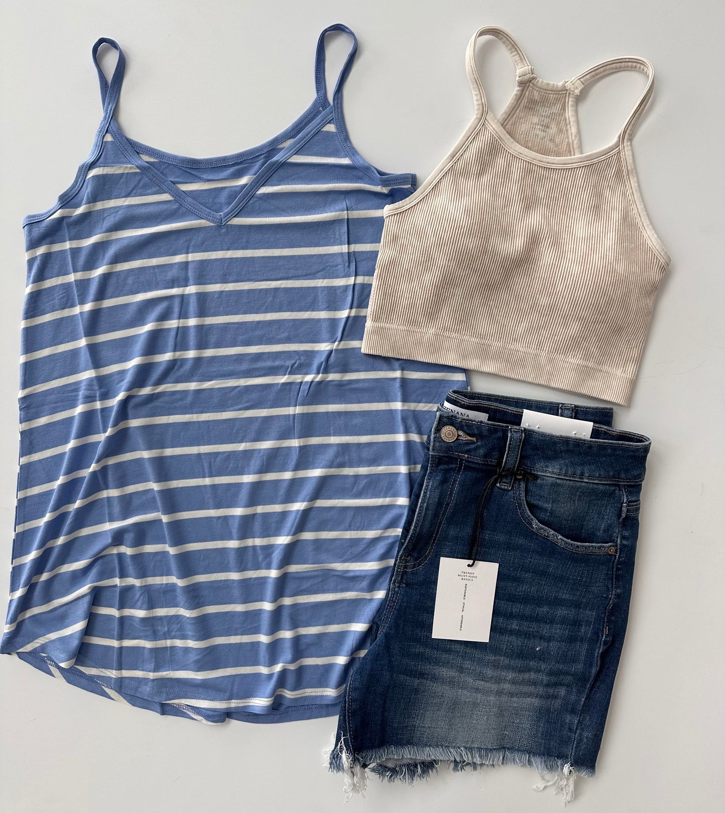 Red and blue striped reverse tank