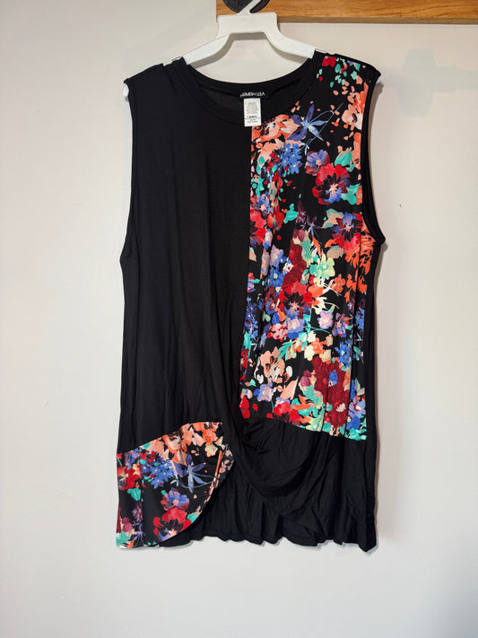 Black 1/2 floral tank
