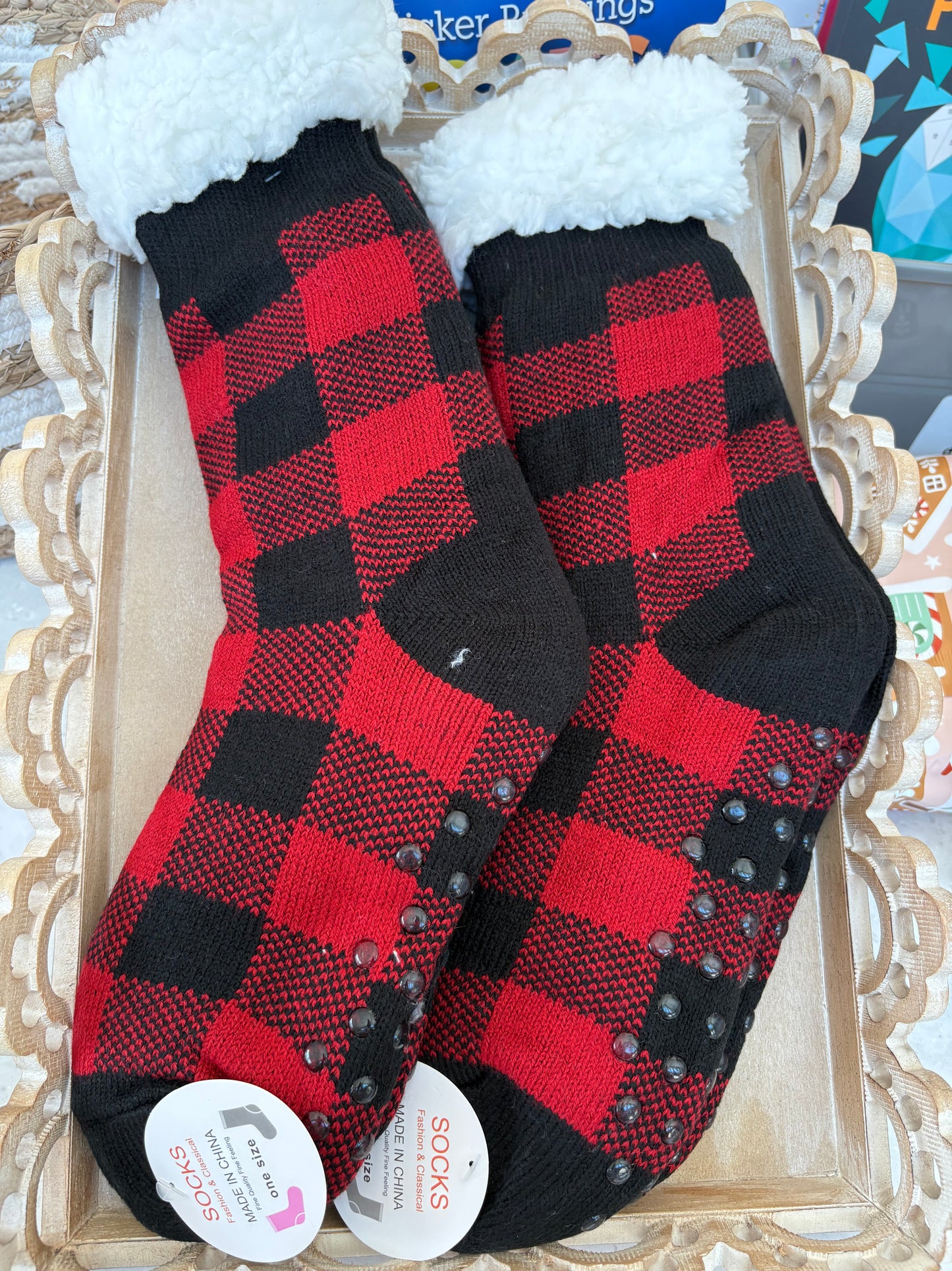 Plaid Slipper Socks