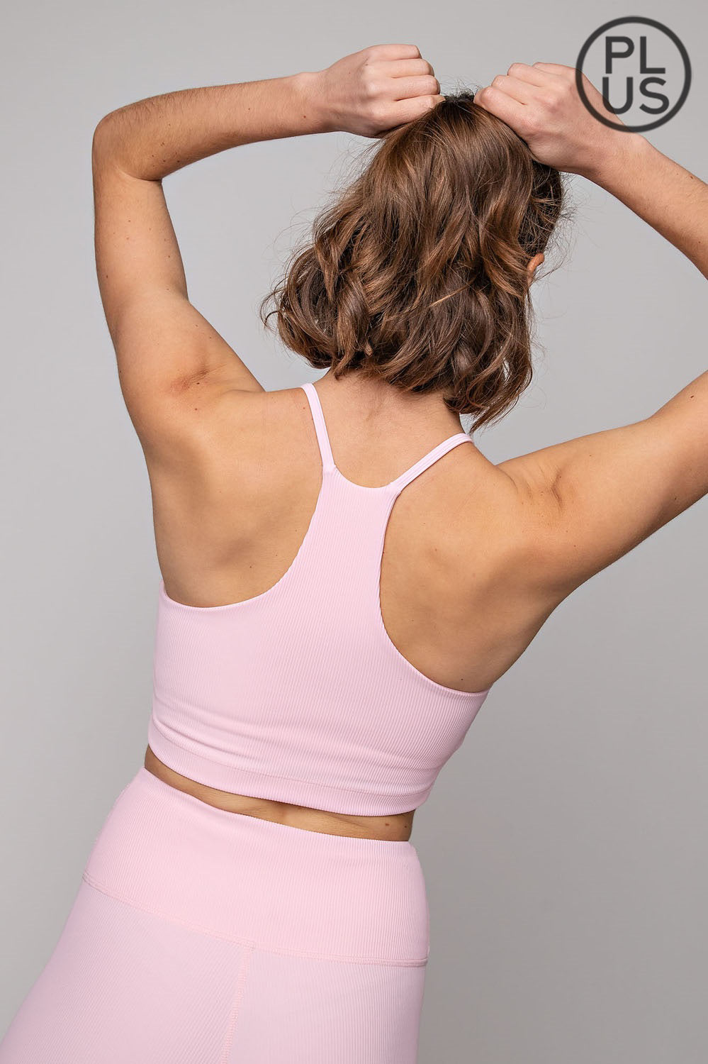 Light Pink Ribbed Racerback Sports Bra