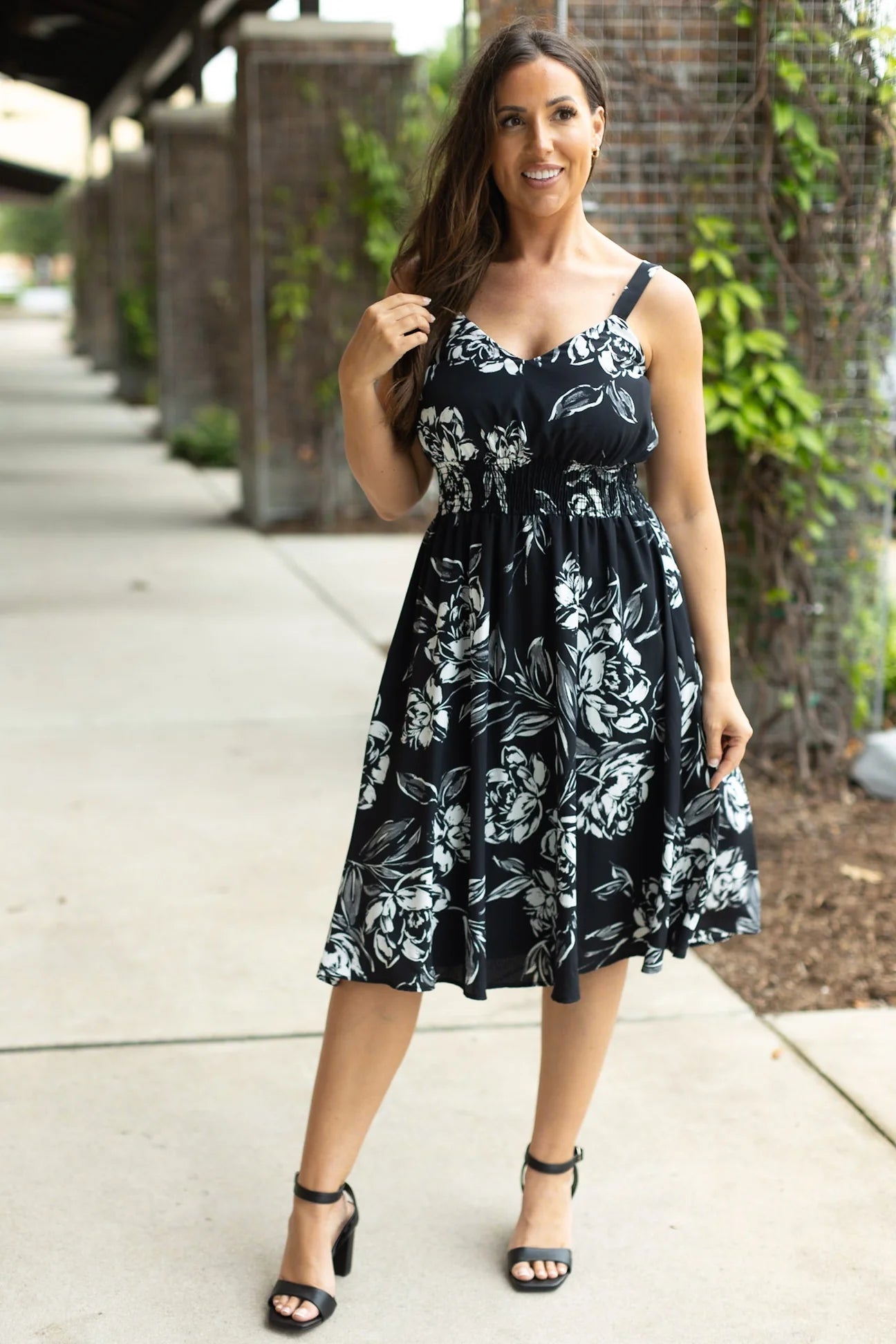 Black Floral Tank Dress